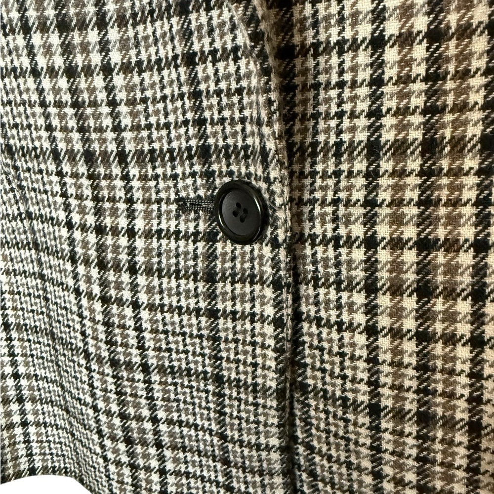Vintage Peabody House Houndstooth Wool Blend Blazer Jacket Brown Beige Size 14 - Picture 11 of 14
